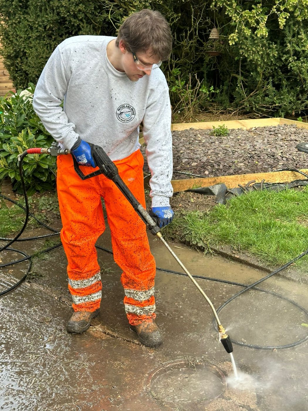 Pressure washing a patio in Lincolnshire